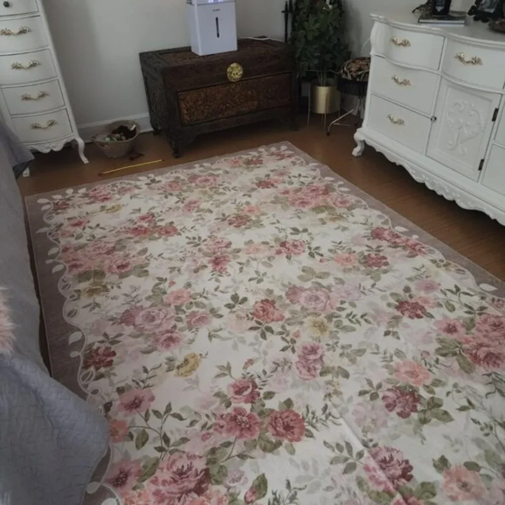 New 6x9 Washable Boho Floral Vintage Non-Slip Rug, Carpet for Home & Room Decor